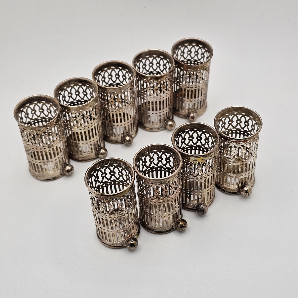 9 Vintage Webster Sterling Silver Cigarette Toothpick And Place Card Holders